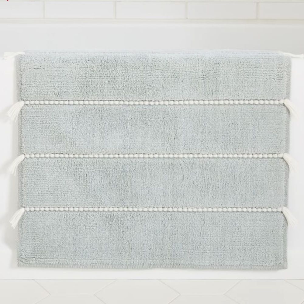 (2) Organic Tassel Stripe Bath Mats From West Elm